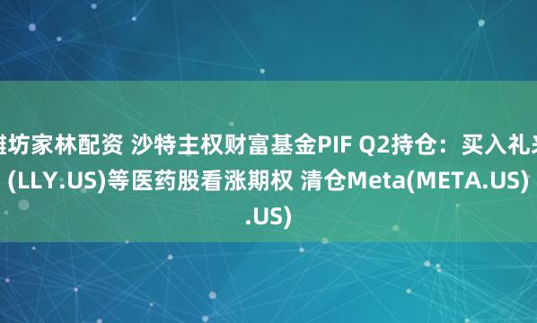 潍坊家林配资 沙特主权财富基金PIF Q2持仓：买入礼来(LLY.US)等医药股看涨期权 清仓Meta(META.US)